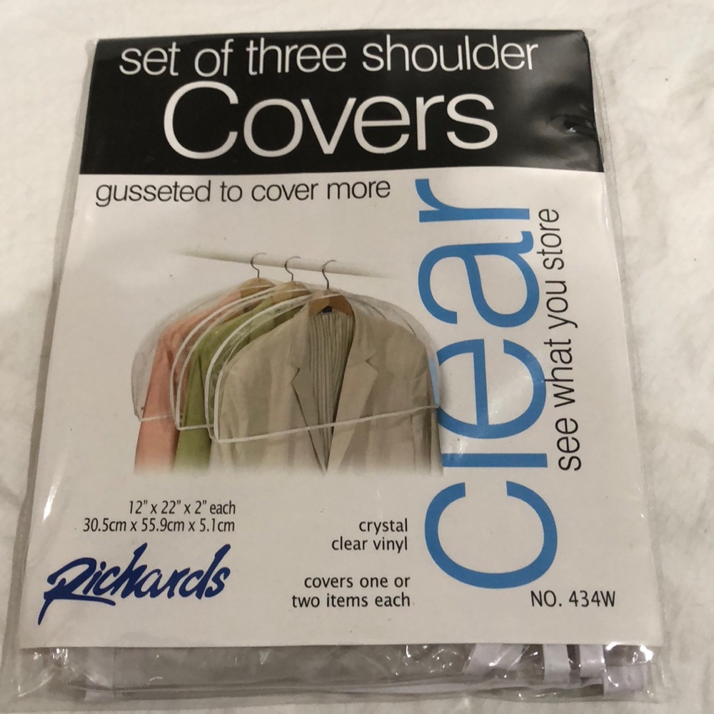 Shoulder covers set of 3 clear to protect garment